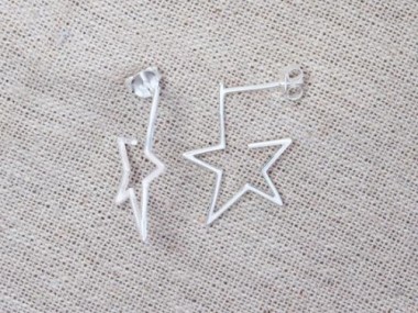 925 Sterling Silver Star Stud Earrings 19mm.