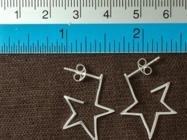 925 Sterling Silver Star Stud Earrings 19mm.