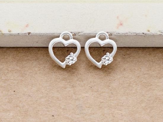 2 of 925 Sterling Silver Cubic Zirconia Heart Charms 7 mm.