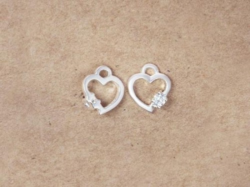 2 of 925 Sterling Silver Cubic Zirconia Heart Charms 7 mm.