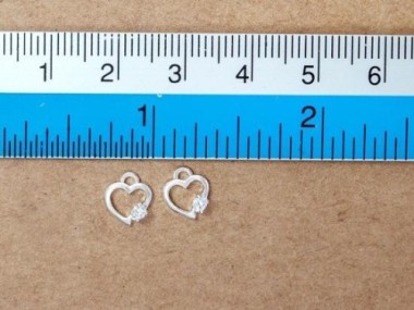 925 Sterling Silver Cubic Zirconia Heart Charms 7 mm.