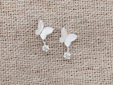 925 Sterling Silver Cubic Zirconia Butterfly Charms 5x6 mm.