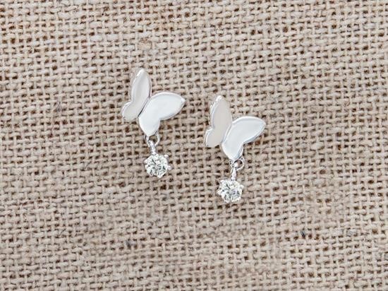 2 of 925 Sterling Silver Cubic Zirconia Butterfly Charms 5x6 mm.