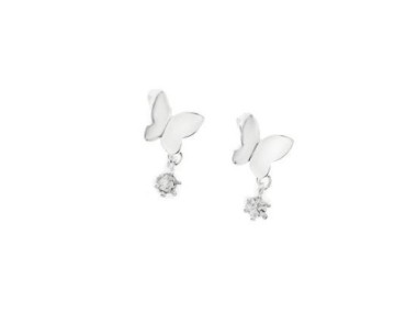 925 Sterling Silver Cubic Zirconia Butterfly Charms 5x6 mm.