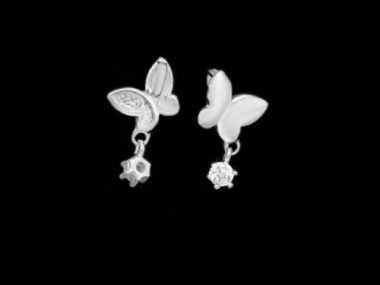 925 Sterling Silver Cubic Zirconia Butterfly Charms 5x6 mm.