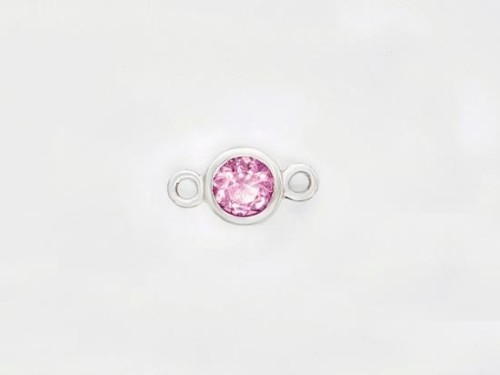 1 of Natural Round Pink Tourmaline & Sterling Silver Bezeled Connector, Link 5 mm.