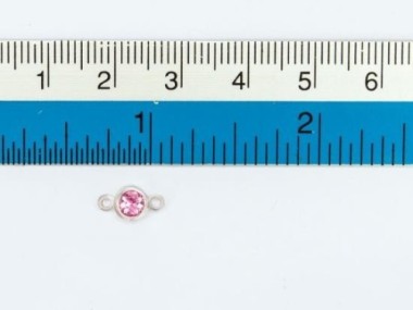 Natural Round Pink Tourmaline & Sterling Silver Bezeled Connector, Link 5 mm.