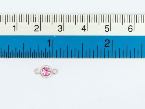 1 of Natural Round Pink Tourmaline & Sterling Silver Bezeled Connector, Link 5 mm.