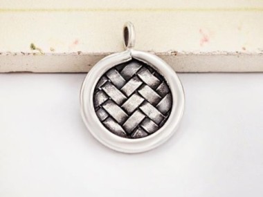 Karen Hill Tribe Silver Woven Circle Disc Pendant 16.5 mm.