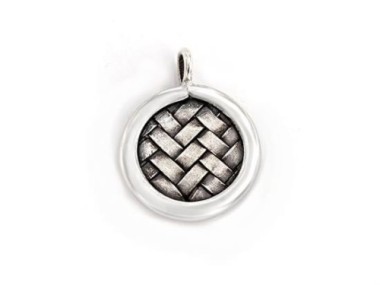 Karen Hill Tribe Silver Woven Circle Disc Pendant 16.5 mm.