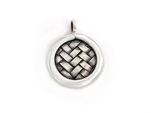 1 of Karen Hill Tribe Silver Woven Circle Disc Pendant 16.5 mm.