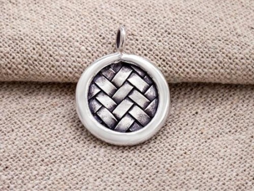 1 of Karen Hill Tribe Silver Woven Circle Disc Pendant 16.5 mm.