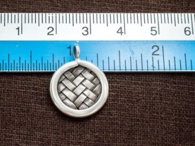 Karen Hill Tribe Silver Woven Circle Disc Pendant 16.5 mm.