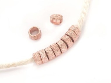 925 Karen Hill Tribe Rose Vermeil Style Textured Ring Beads 4x2mm.