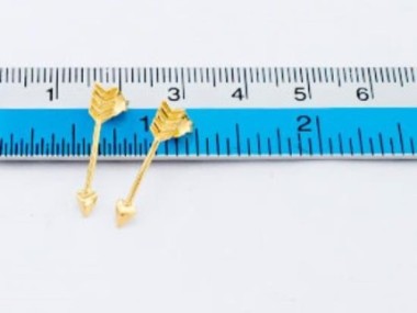 925 Sterling Silver 24k Gold Vermeil Style Arrow Stud Earrings 4x20mm.