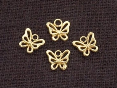 925 Sterling Silver 24K Gold Vermeil Style Small Butterfly Charms 6.5x8 mm.