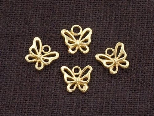 4 of 925 Sterling Silver 24K Gold Vermeil Style Small Butterfly Charms 6.5x8 mm.