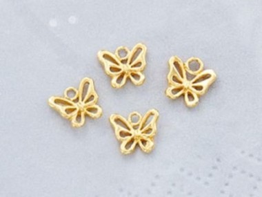 925 Sterling Silver 24K Gold Vermeil Style Small Butterfly Charms 6.5x8 mm.