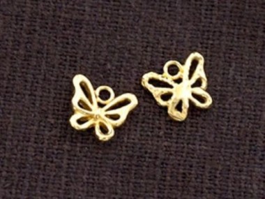 925 Sterling Silver 24K Gold Vermeil Style Small Butterfly Charms 6.5x8 mm.