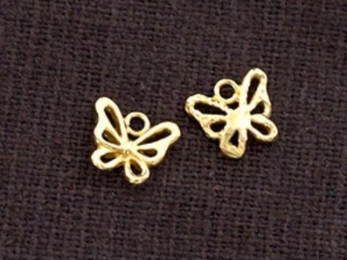 4 of 925 Sterling Silver 24K Gold Vermeil Style Small Butterfly Charms 6.5x8 mm.