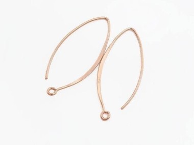 2 pairs of 925 Sterling Silver Rose Gold Vermeil Style Earwires 13x32 mm.