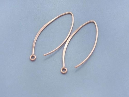 2 pairs of 925 Sterling Silver Rose Gold Vermeil Style Earwires 13x32 mm.