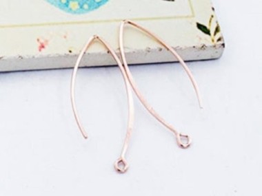 925 Sterling Silver Rose Gold Vermeil Style Earwires 13x32 mm.