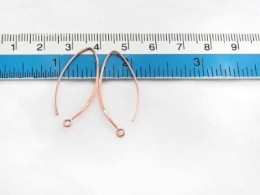 925 Sterling Silver Rose Gold Vermeil Style Earwires 13x32 mm.