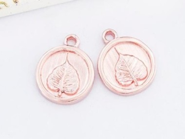 925 Sterling Silver Rose Gold Vermeil Style Bodhi Printed Charms 10.7 mm.