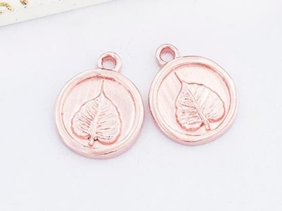 2 of 925 Sterling Silver Rose Gold Vermeil Style Bodhi Printed Charms 10.7 mm.