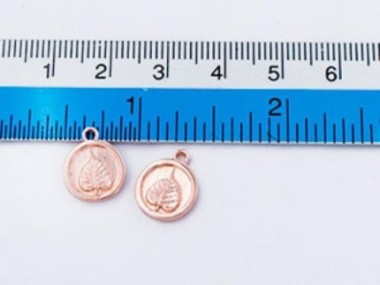 925 Sterling Silver Rose Gold Vermeil Style Bodhi Printed Charms 10.7 mm.