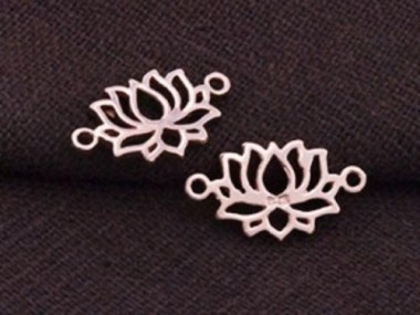 925 Sterling Silver Rose Gold Vermeil Style Lotus Links, Connectors 8x12 mm.