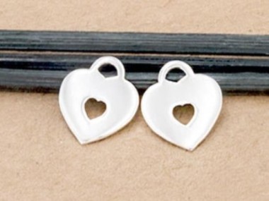 925 Sterling Silver Heart Charms 12x14mm.