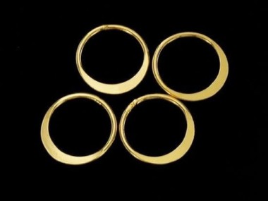 925 Sterling Silver Gold Vermeil Style Circle Links, Connectors 12 mm.