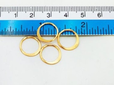 925 Sterling Silver Gold Vermeil Style Circle Links, Connectors 12 mm.