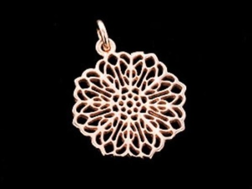 1 of 925 Sterling Silver Rose Gold Vermeil Style Filigree Disc Pendant 18.5mm. Polish Finished