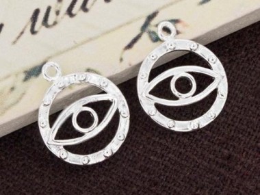 925 Sterling Silver Evil Eye Charms 12mm.