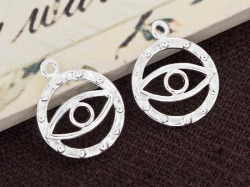 2 of 925 Sterling Silver Evil Eye Charms 12mm.