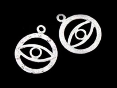 925 Sterling Silver Evil Eye Charms 12mm.