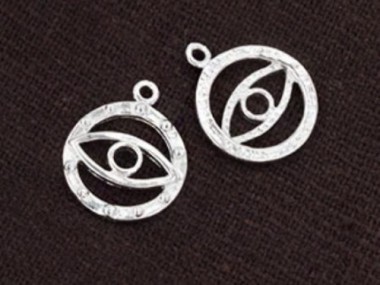 925 Sterling Silver Evil Eye Charms 12mm.