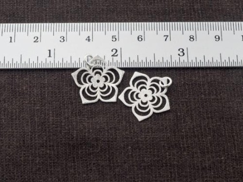 2 of 925 Sterling Silver Filigree Flower Pendants 19 mm. Brush Finished