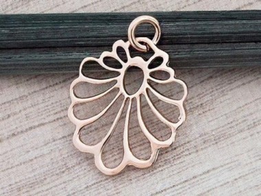 925 Sterling Silver Rose Gold Vermeil Style Cutwork Drop Pendant.