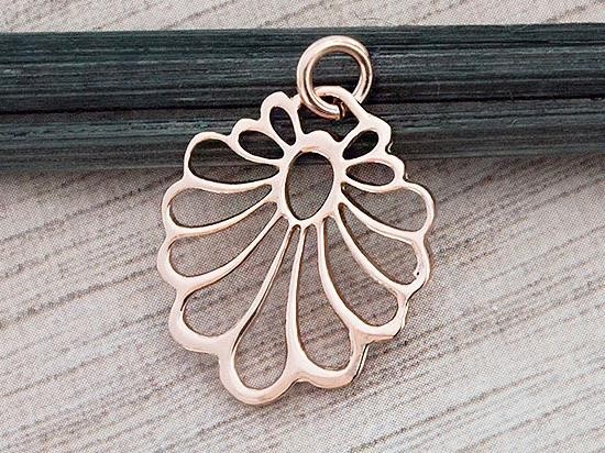 1 of 925 Sterling Silver Rose Gold Vermeil Style Cutwork Drop Pendant.