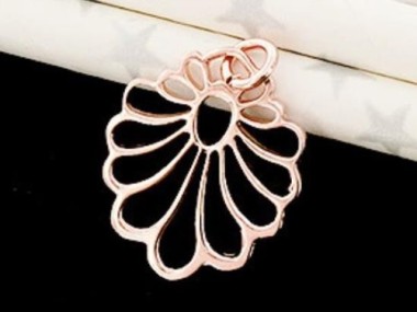 925 Sterling Silver Rose Gold Vermeil Style Cutwork Drop Pendant.