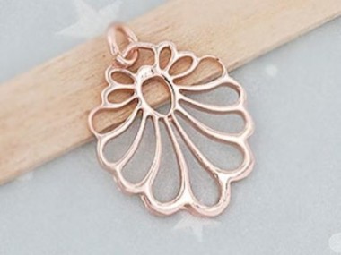 925 Sterling Silver Rose Gold Vermeil Style Cutwork Drop Pendant.