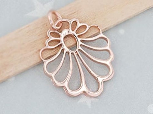 1 of 925 Sterling Silver Rose Gold Vermeil Style Cutwork Drop Pendant.