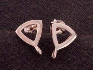 925 Sterling Silver Rose Gold Vermeil Style Triangle Earrings Post Findings.