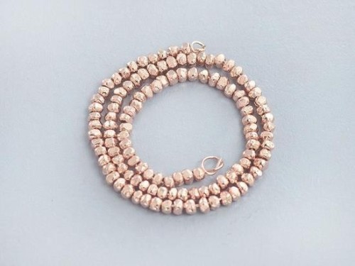 110 of Karen hill tribe Rose Gold Vermeil Style Faceted Rondelle Beads 1.6 mm., 6.5 inches