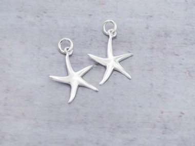 2 of 925 Sterling Silver Starfish Charms 14.5mm.