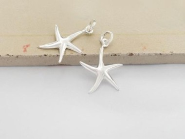 925 Sterling Silver Starfish Charms 14.5mm.